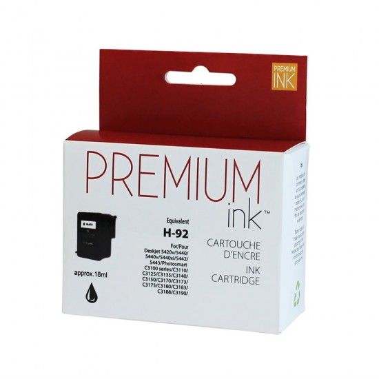 HP 92 C9362W Reman Noir Premium Ink